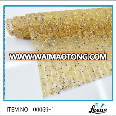 Iron on crystal clear adhesive sheet glass beaded mesh hotfix adhesive crystal rhinestone sheet