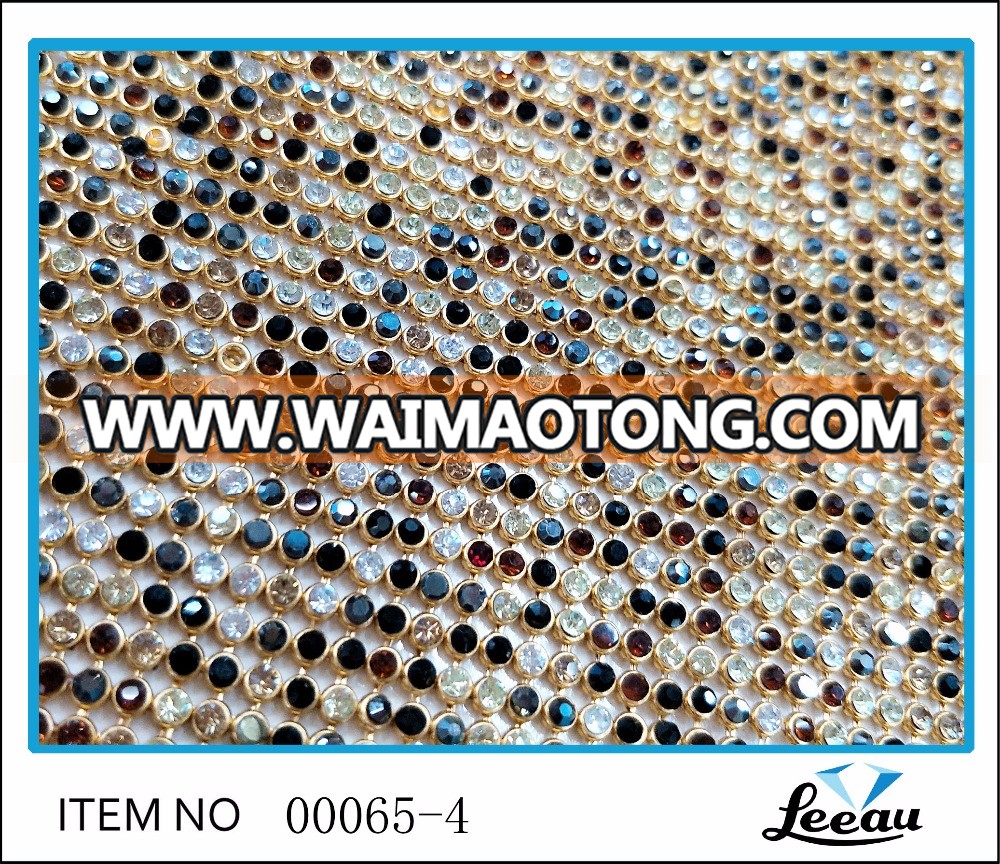 Iron on crystal beaded metal hot fix rhinestone mesh trimming 3mm aluminum rhinestone mesh